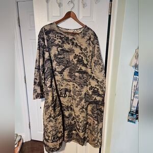 2XL Buykud Vintage-style Toile Printed Maxi Dress